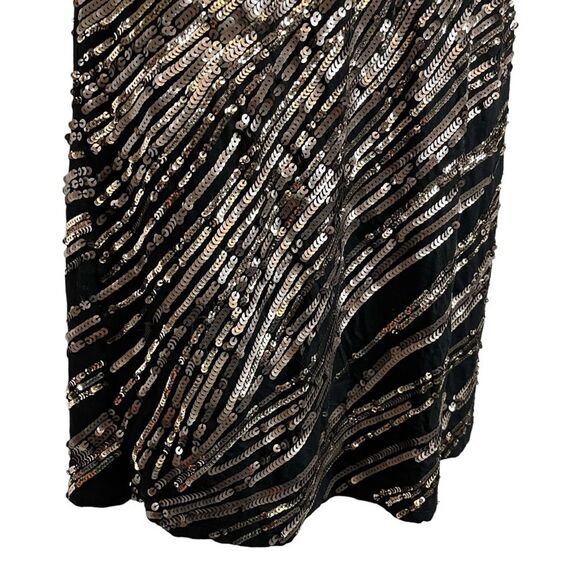 Express Black Gold Sequin Sleeveless V-Back Swifty Party Evening Dress NWT S - Picture 10 of 14